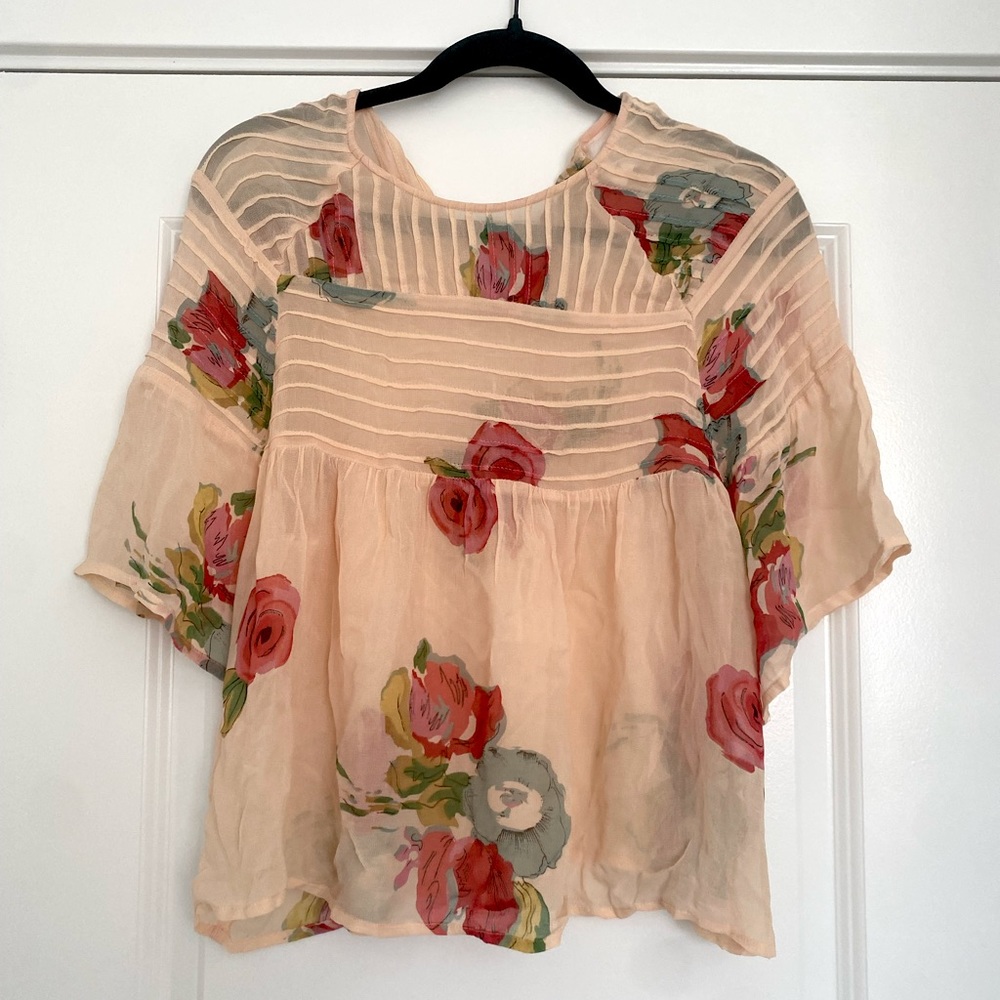One fine day peach floral blouse top